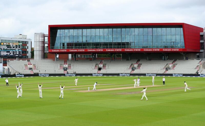 England's Stuart Broad appeals unsuccessfully for the wicket of Mohammed Rizwan . PA