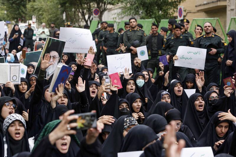 Iranian students outside the Swedish embassy in Tehran denounce the burning of the Quran in Sweden. AFP