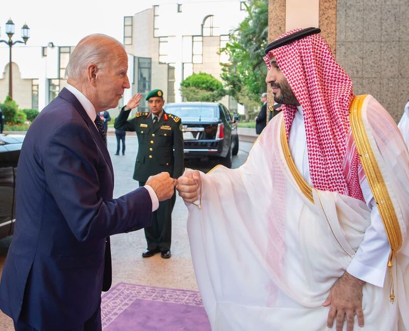 US President Joe Biden meets Saudi Crown Prince Mohammed bin Salman in Jeddah. Photo: @spagov
