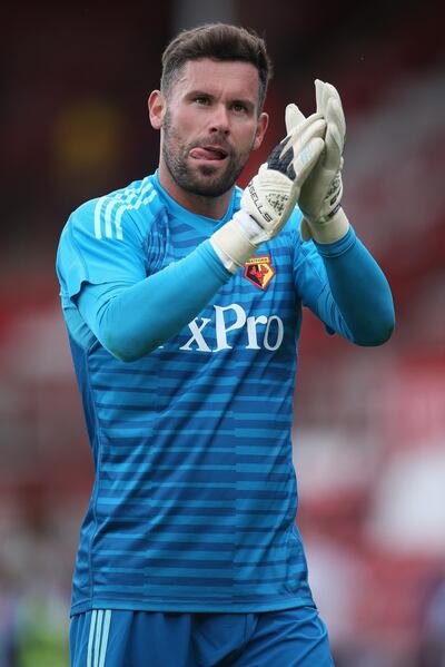 BRENTFORD, ENGLAND - JULY 28: Ben Foster of Watford applauds the supporters after the pre-season match between Brentford and Watford at Griffin Park on July 28, 2018 in Brentford, England. (Photo by Steve Bardens/Getty Images)