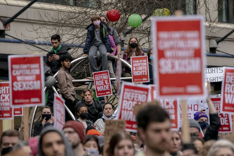 Demonstrators gather during a rally in support of abortion rights in Seattle, Washington. Getty Images / AFP
