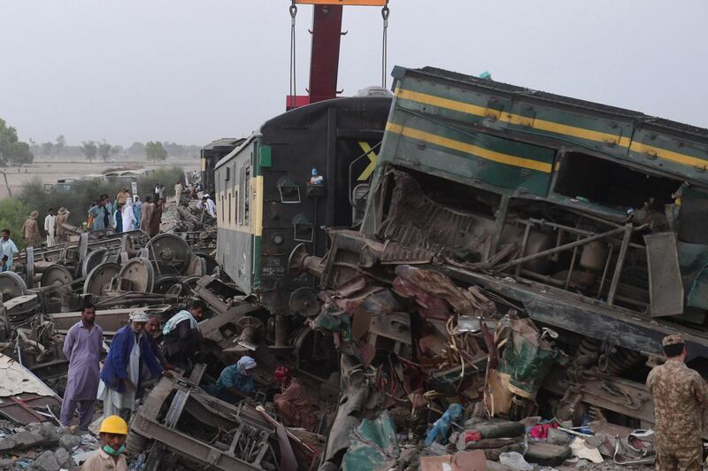 Rescue operations under way at the site of the accident. AFP