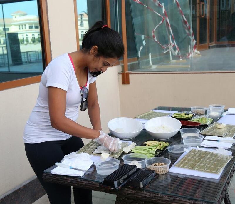 Various scenes from previous Rush-a-Way races include participants making sushi. Courtesy of Rush-a-Way