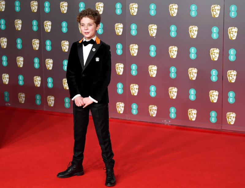 Roman Griffin Davis arrives at the 2020 EE British Academy Film Awards at London's Royal Albert Hall on Sunday, February 2. EPA