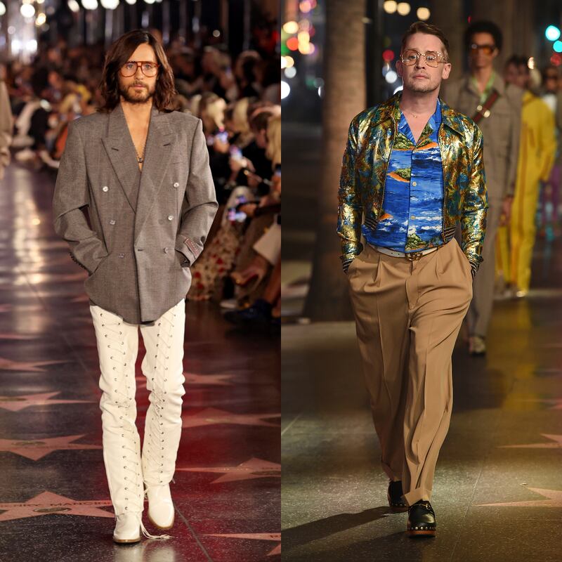 Jared Leto and Macaulay Culkin on the catwalk at the Gucci Love Parade show. AP; AFP