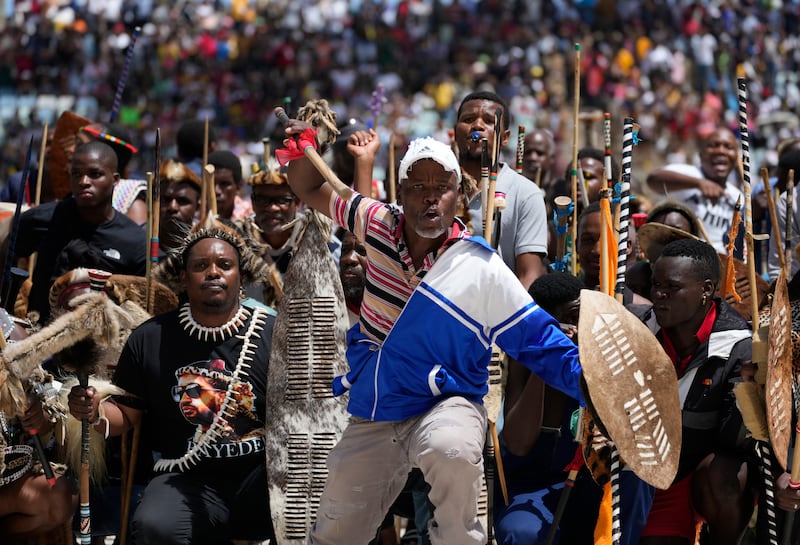 Thousands gathered for King Misuzulu Zulu's coronation event at the Moses Mabhida Stadium in Durban, South Africa. AP