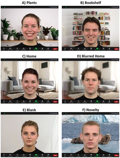 Six different backgrounds were used to judge the trust and competence of individuals in a video call. Photo: 2023 Cook et al