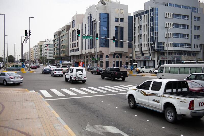 This junction in Abu Dhabi does not have a raised kerb in between the turning lane and the other lanes, as is now recommended. Lee Hoagland / The National