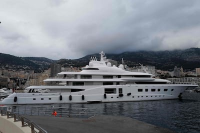 The 'Quantum Blue', Russian billionaire Sergei Galitsky's yacht, docked in the port of Monaco. AFP