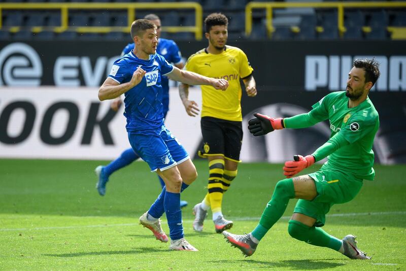 Hoffenheim's Andrej Kramaric scores their third goal. Reuters