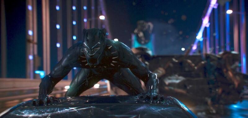 This image released by Disney shows a scene from Marvel Studios' "Black Panther." The film is nominated for an Oscar for best picture. The 91st Academy Awards will be held on Sunday. (Matt Kennedy/Marvel Studios-Disney via AP)