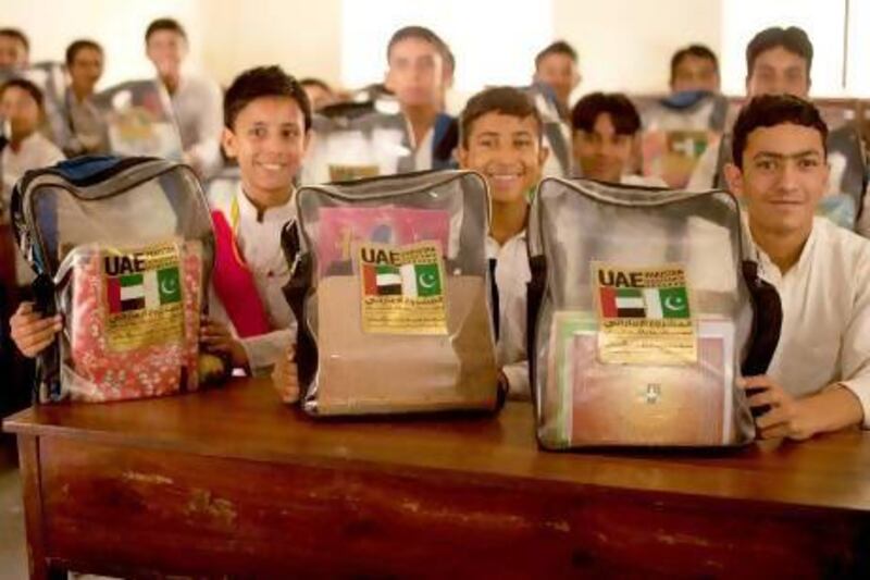 Needy and orphaned students in Pakistan are being given 30,000 schoolbags by the UAE Pakistan Assistance Programme.