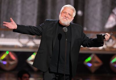 Simon Russell Beale accepts the award for best leading actor in a play for 'The Lehman Trilogy' at the Tony Awards on Sunday, at Radio City Music Hall in New York. AP