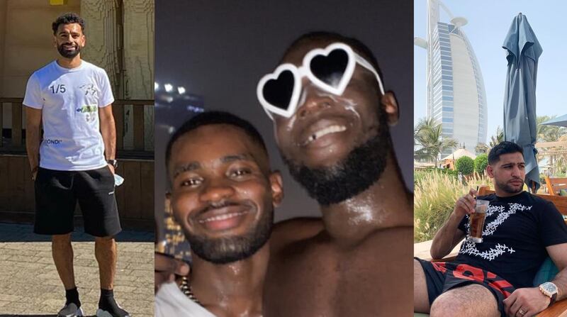 Mo Salah, UK rap artists Dave and Stormzy, and Amir Khan are among the stars to holiday in Dubai since travel restrictions were lifted. Instagram 