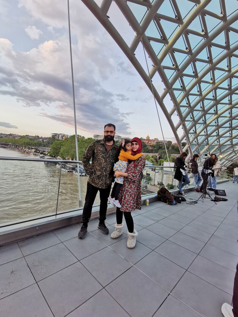 Maira Omer and M Omer Farooq with their daughter on holiday in Georgia in May. Photo: Maira Omer

