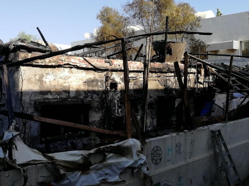 The house where a woman and her son died after a fire broke out on Monday night. Salam Al Amir / The National