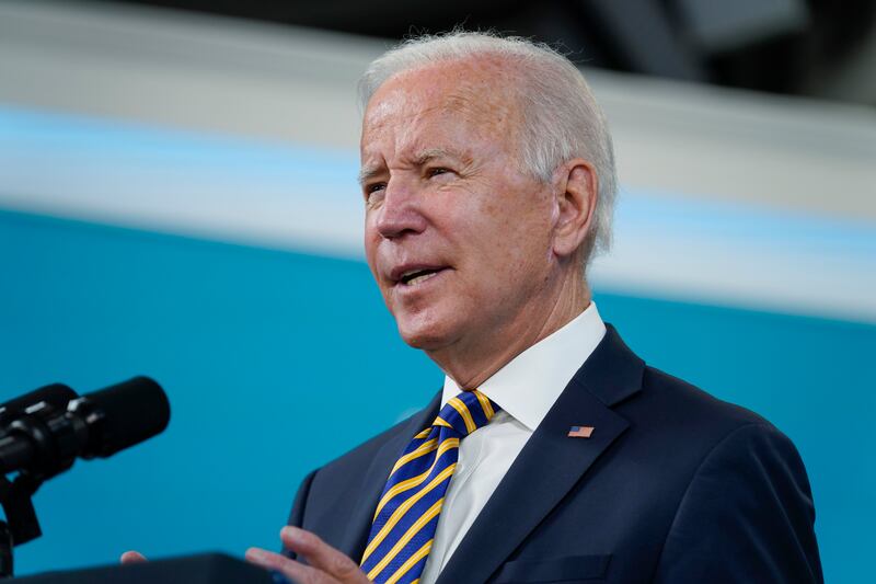 US President Joe Biden delivers an update on the Covid-19 response and vaccination programme. AP