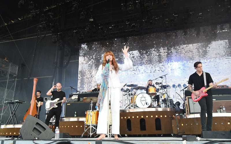 Florence (Welch, centre) and the Machine perform during the 2015 Bonnaroo Music And Arts Festival in Manchester, Tennessee. Jason Merritt / Getty Images
