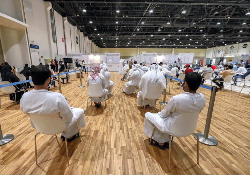 Abu Dhabi, United Arab Emirates, August 6, 2020. 
 Vaccine volunteers at the ADNEC volunteer facility. 
Victor Besa /The National
Section: NA
Reporter:  Shireena Al Nowais