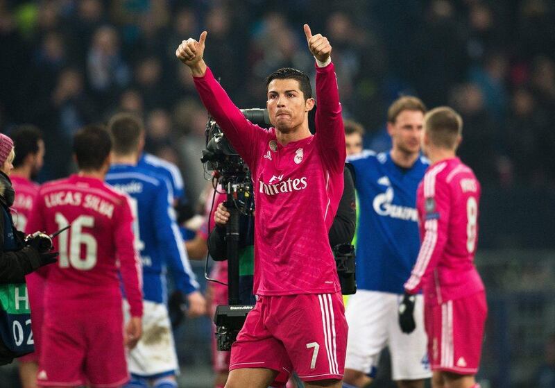 Thumbs up from Cristiano Ronaldo after Real Madrid put themselves in a commanding position ahead of the second leg. Bernd Thissen / EPA
