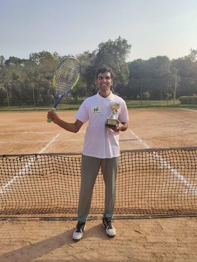 Nibin Mathew, a student from Bengaluru, won the Indian national soundball tennis championship in February. Photo courtesy Nibin Mathew 