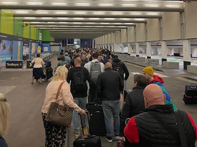 Queues at Terminal 1, Manchester Airport on Wednesday. Photo: Simon Stones / Twitter