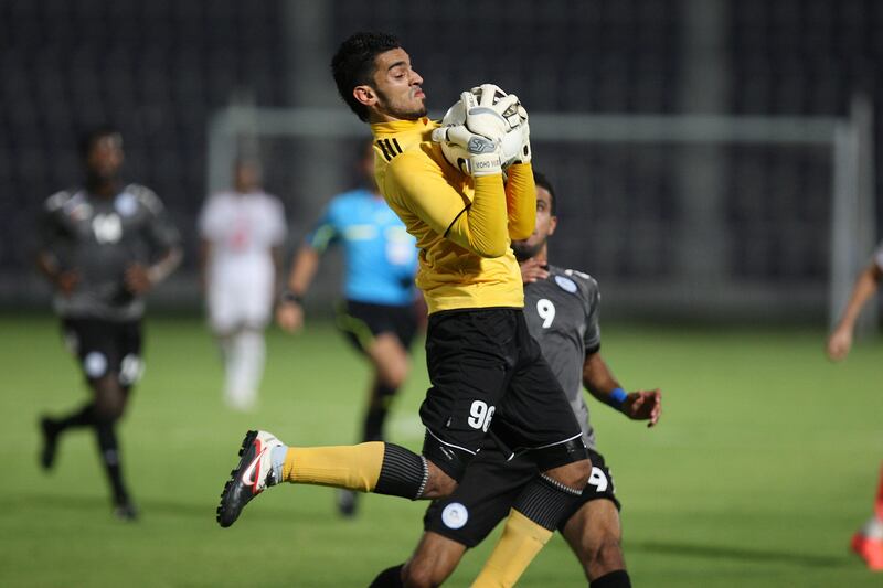 AL AIN , UNITED ARAB EMIRATES Ð Sep 4 :  Mohammed Yousif ( no 96  ) goalkeeper of Sharjah in action during the Pro League round robin tournament football match between Sharjah vs Al Dhafra at Tahnoun Bin Mohammed Stadium in Al Ain. ( Pawan Singh / The National ) For Sports