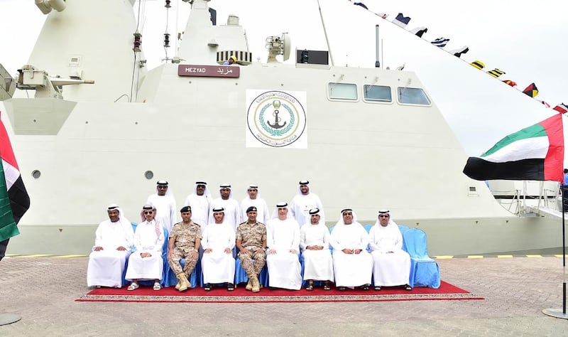 Abu Dhabi Ship Building handed over a 4th Class Baynunah warship, Mazyed, to the UAE Navy. WAM