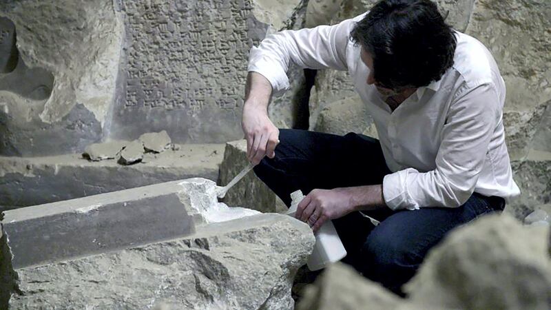 In 2018 Piers visited the Mosul Museum, in northern Iraq, where he saw the damage to the Museum collections caused by Islamic State, and he was given permission by Iraq’s Minister of Culture to mould the broken stone surfaces of destroyed sculptures, from the Assyrian Rooms. Courtesy Ashmolean, University of Oxford