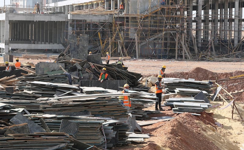 Workers at a construction site of the New Administrative Capital, 45km east of Cairo, Egypt. EPA
