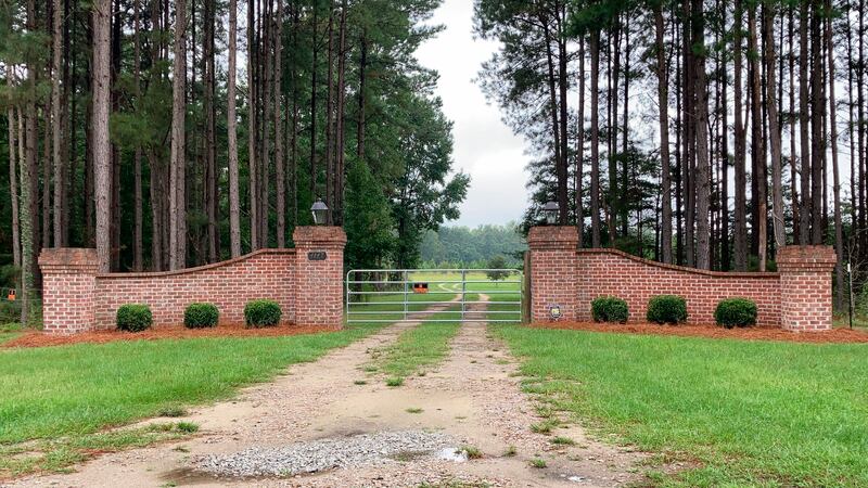 The gates leading to Alex Murdaugh's home in Islandton, South Carolina. AP
