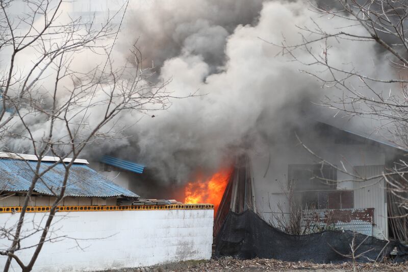 Flames quickly spread north to Samcheok.  EPA