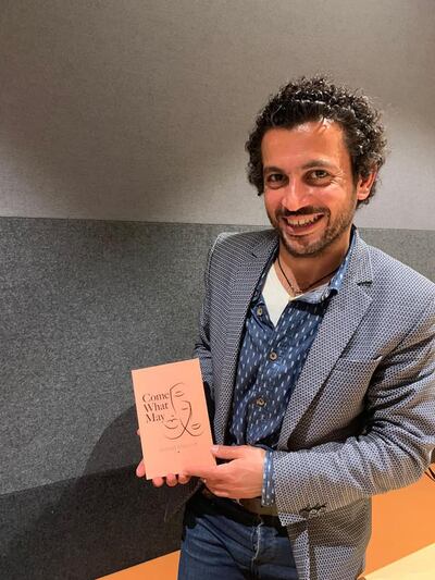 Ahmed Masoud at the launch of his new book 'Come What May' in London in May. It is the second novel from the Palestinian writer and director who has also written and produced several plays. Photo: Victorina Press