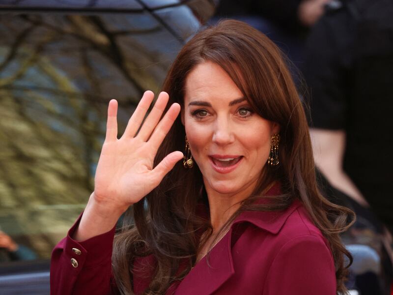 The Princess of Wales waves following a visit to The Rectory in Birmingham. Reuters