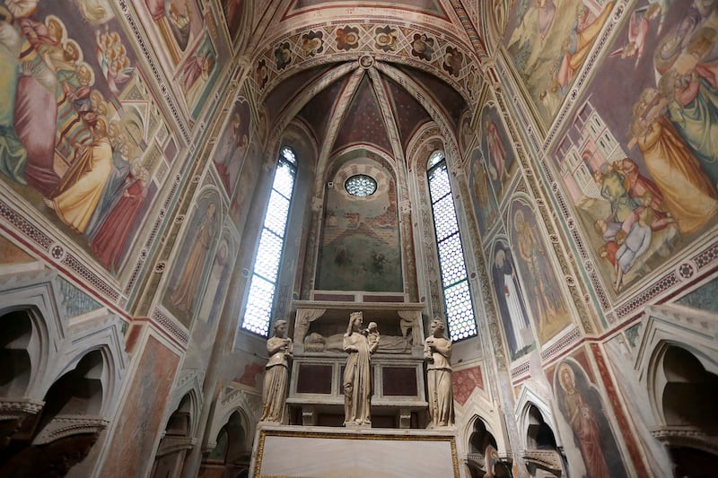 An interior view of the Scrovegni Chapel with frescoes by Giotto from the beginning of the 14th century, in Padua, northern Italy.  The Scrovegni Chapel is one of eight religious and secular building complexes that has been inscribed into the Unesco's World Heritage List
