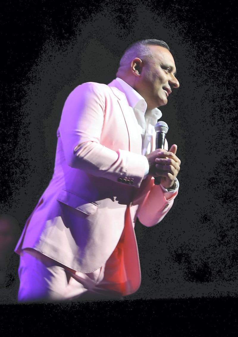 DUBAI ,  UNITED ARAB EMIRATES , JUNE 06 – 2019 :- Russell Peters , stand-up comedian and actor performing at the new Coca Cola Arena, City Walk in Dubai. ( Pawan Singh / The National ) For News/Online/Instagram