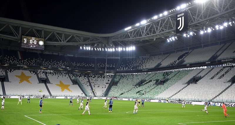 Empty stands during the Serie A match between Juventus and Inter.  EPA