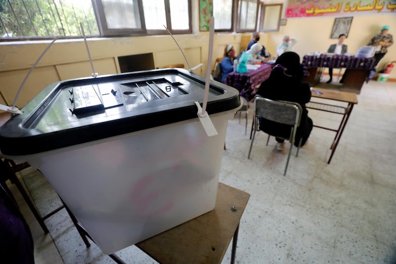 A ballot box is pictured at a school used as a polling station during Egypt's senate elections in Cairo, Egypt. Reuters
