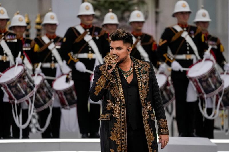 Opening act Adam Lambert performs Queen hits for the queen.