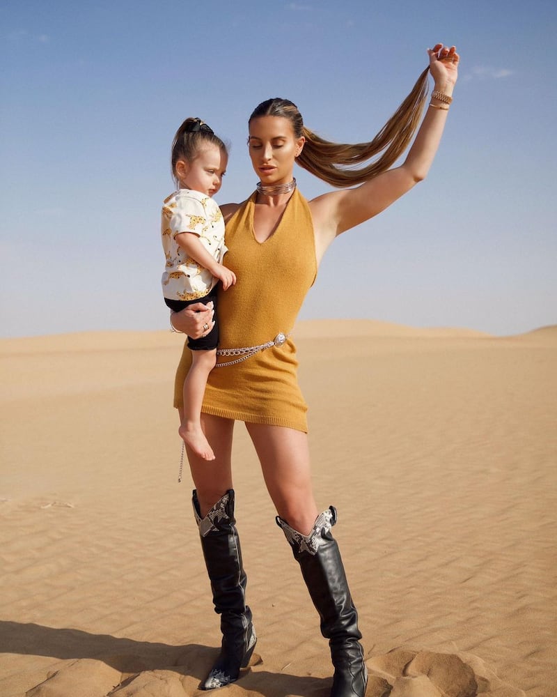 Ferne McCann: The ‘I’m a Celebrity … Get Me Out of Here!’ contestant headed out into the Dubai desert for a photoshoot with her daughter, Sunday. She captioned her photos: ‘My favourite place in the world is anywhere next to you my Sunday darling.’ Instagram
