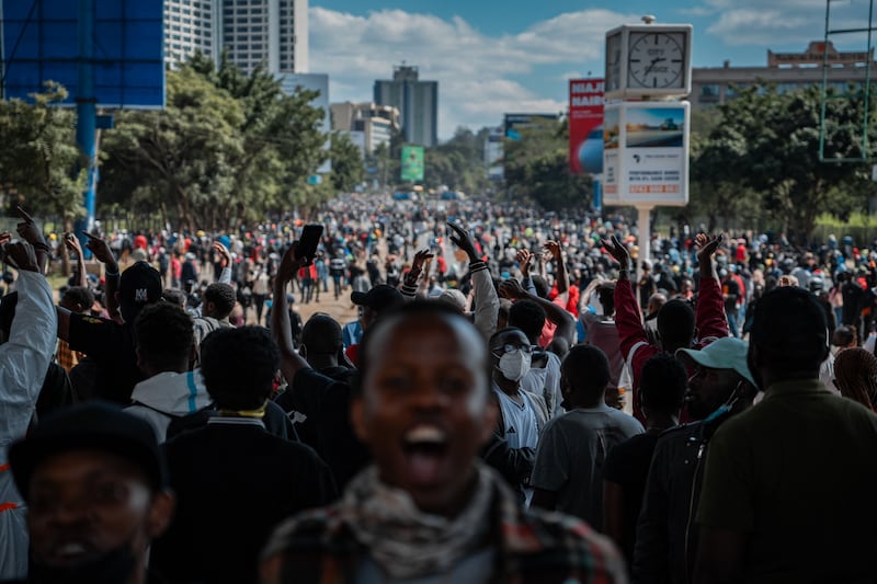 Protesters gather in Nairobi. AFP