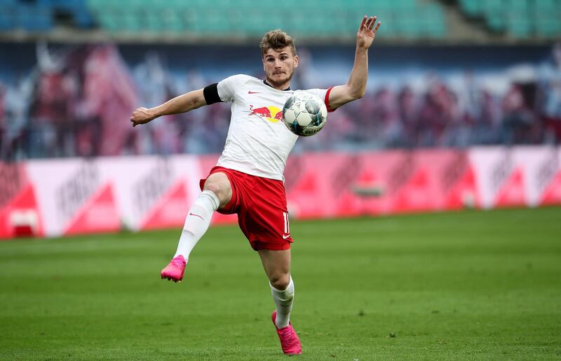 Timo Werner controls the ball during the Bundesliga match between RB Leipzig and Hertha Berlin. AFP