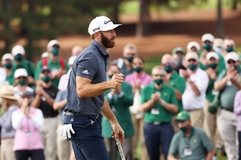 Dustin Johnson celebrates. AFP