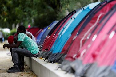 The migrant campsite is near Place de la Republique in Paris. Reuters