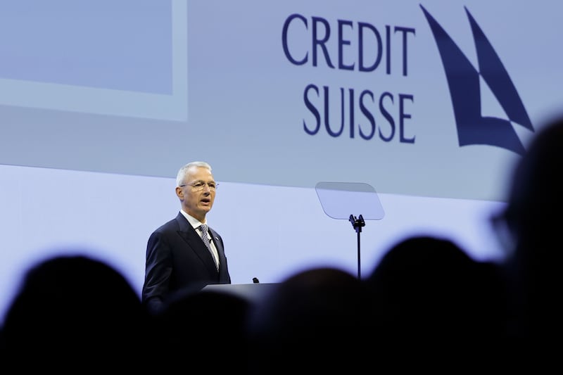 Axel Lehmann, chairman of Credit Suisse Group, speaks at the company's annual general meeting of shareholders in Zurich. Bloomberg