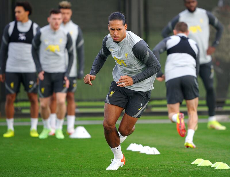 Liverpool's Virgil van Dijk during training. PA