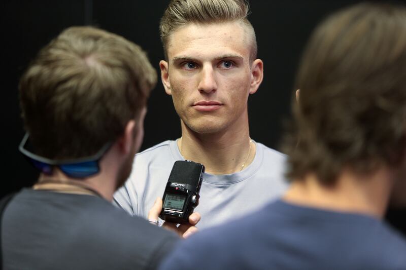 Marcel Kittel, one of the riders participating in the upcoming AbuDhabi Tour, attends a press conference at the Yas Marina Circuit in Abu Dhabi on Wednesday, February 22, 2017. Delores Johnson / The National