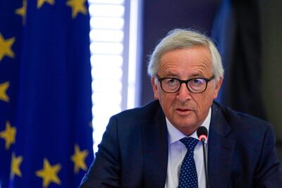 FILE PHOTO: European Commission President Jean-Claude Juncker at a meeting in Genval, Belgium, Aug. 30, 2018.   Aris Oikonomou/Pool via REUTERS/File Photo