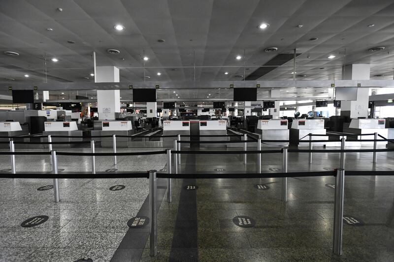 Empty international check-in terminals at Melbourne Airport. EPA