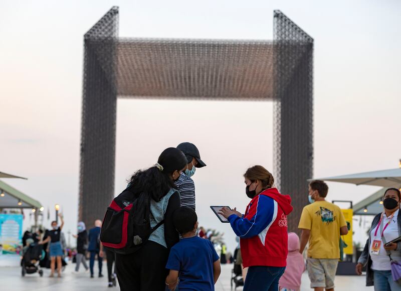 Visitors enjoy Expo on the first official Sunday of the weekend in the UAE. Chris Whiteoak / The National